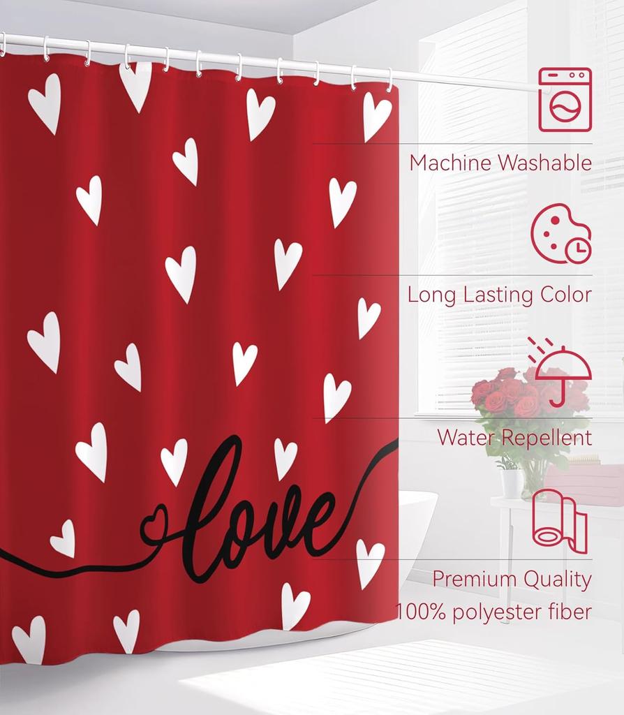 Shower Curtain For Bathroom Decor Curtains Love Heart Bathtub Cortinas De Baño Cute Decorative Unique Design Pretty Women