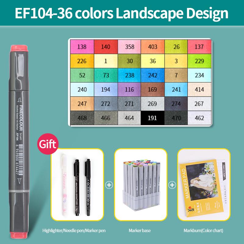 EF104 Double-Head Alcohol Marker Pens Sketch Design Marker Brush Pen Beginner Manga Graphic Drawing Art Supplies
