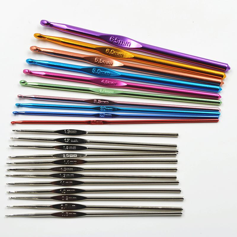 22PCS Suit Multi-colour Aluminum Crochet Hooks Needles Knit Weave Craft Yarn