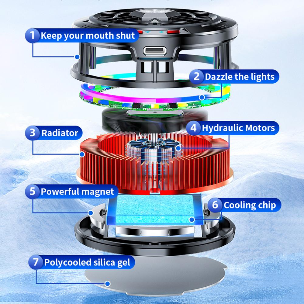 X100 Magnetic Phone Tablet Back Radiator Cellphone Gaming Semiconductor Heat Dissipation Cooler Fan