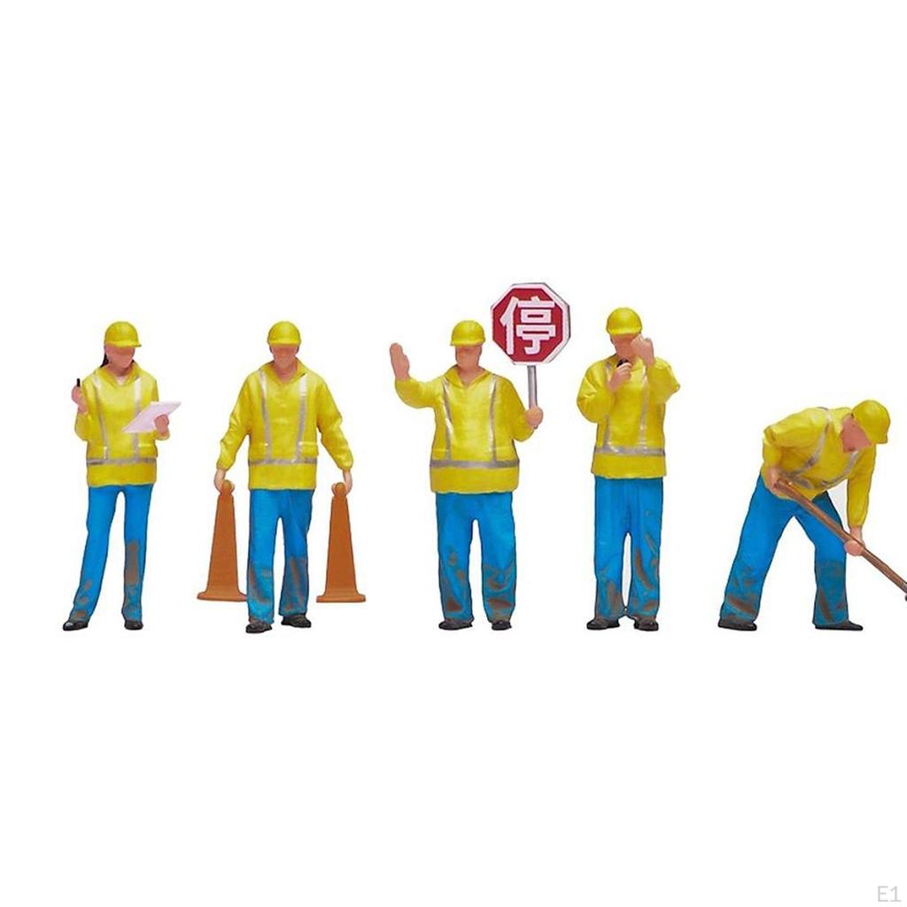 6 Pieces 1/64 Scale Miniature Figures Model Diorama Worker Figure Construction Building Workers,