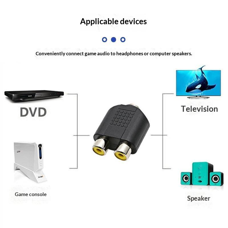 Anti-interference RCA Audio Splitter 1 Male to 2 Female 10Pcs Converter Plug for TV DVD Speaker Audio Equipment