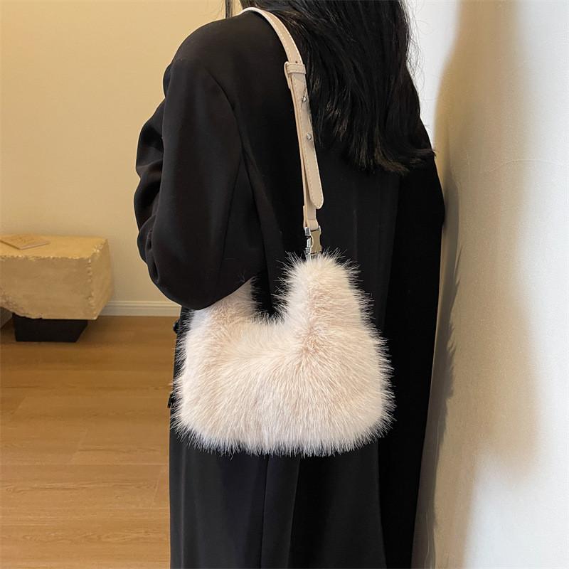 Ielgy Autumn Winter Plush Bag All-Match Cross-Body Shoulder Portable Plush Bag