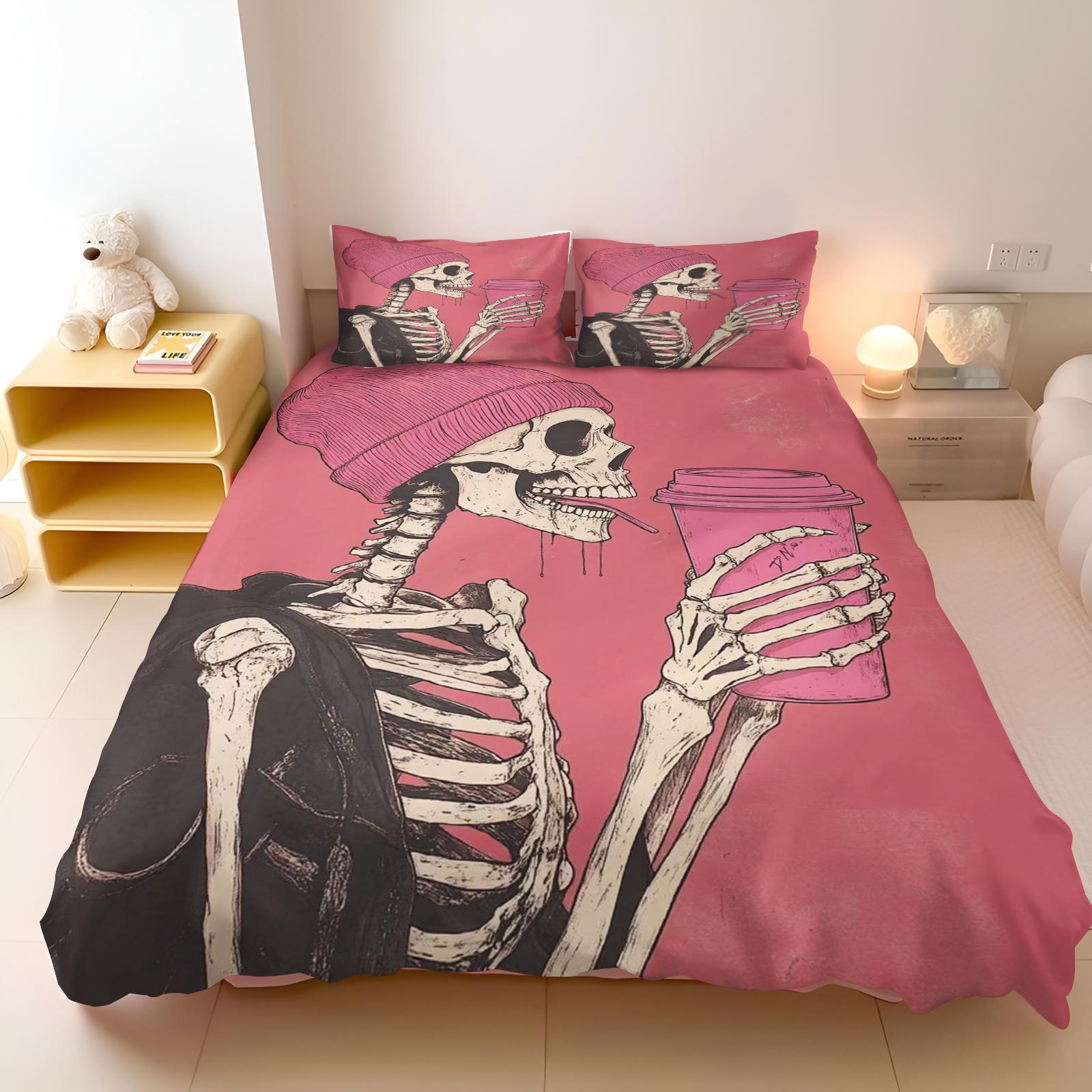 

Print Skeleton Duvet Cover Set Children Grade A Printed Queen Size Home Mattress Bedding 3 Piece EU Single(135*200cm)3pcs