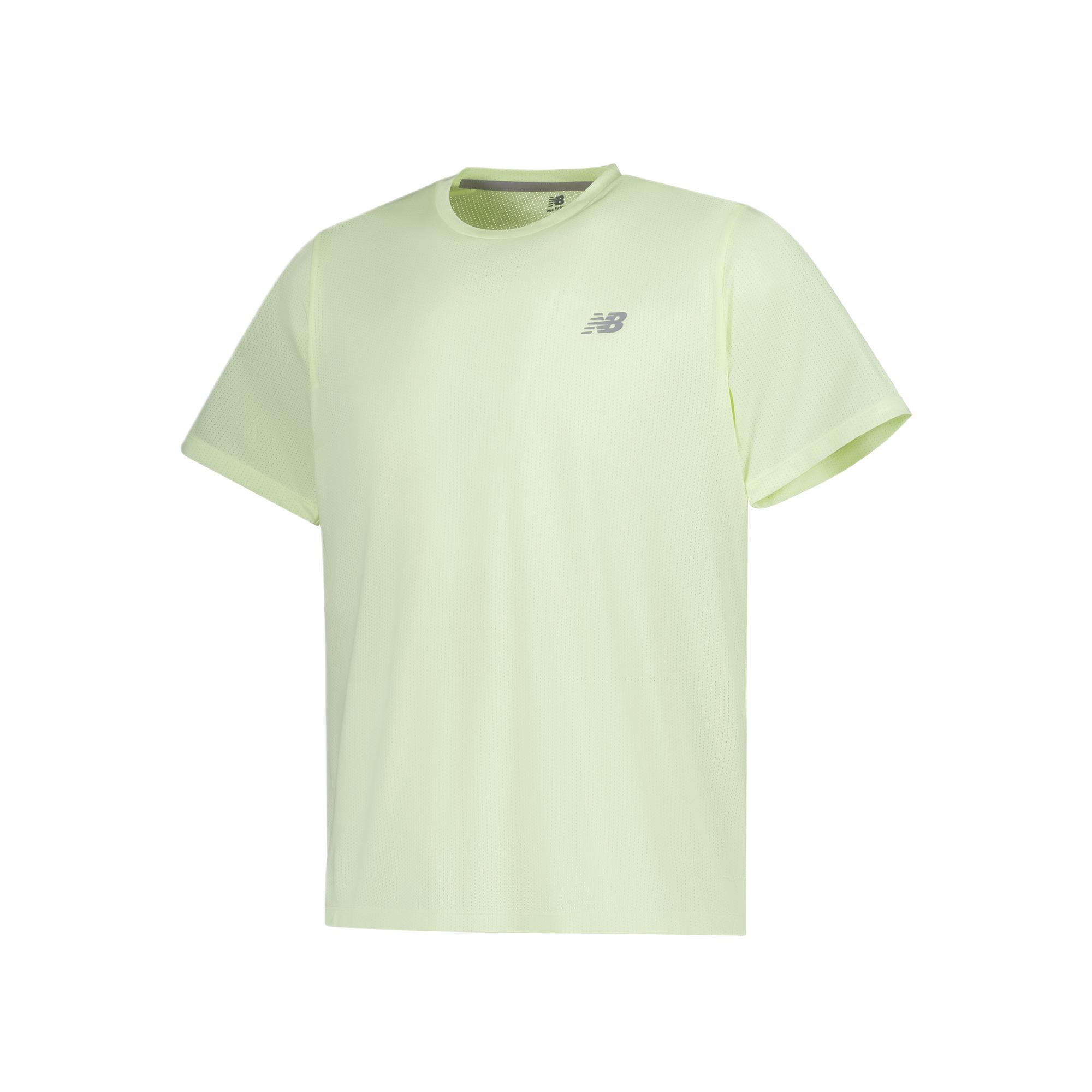 New Balance T Shirts Men s Lime Green Crew Neck Moderate Straight Fit MT41253-AAE L