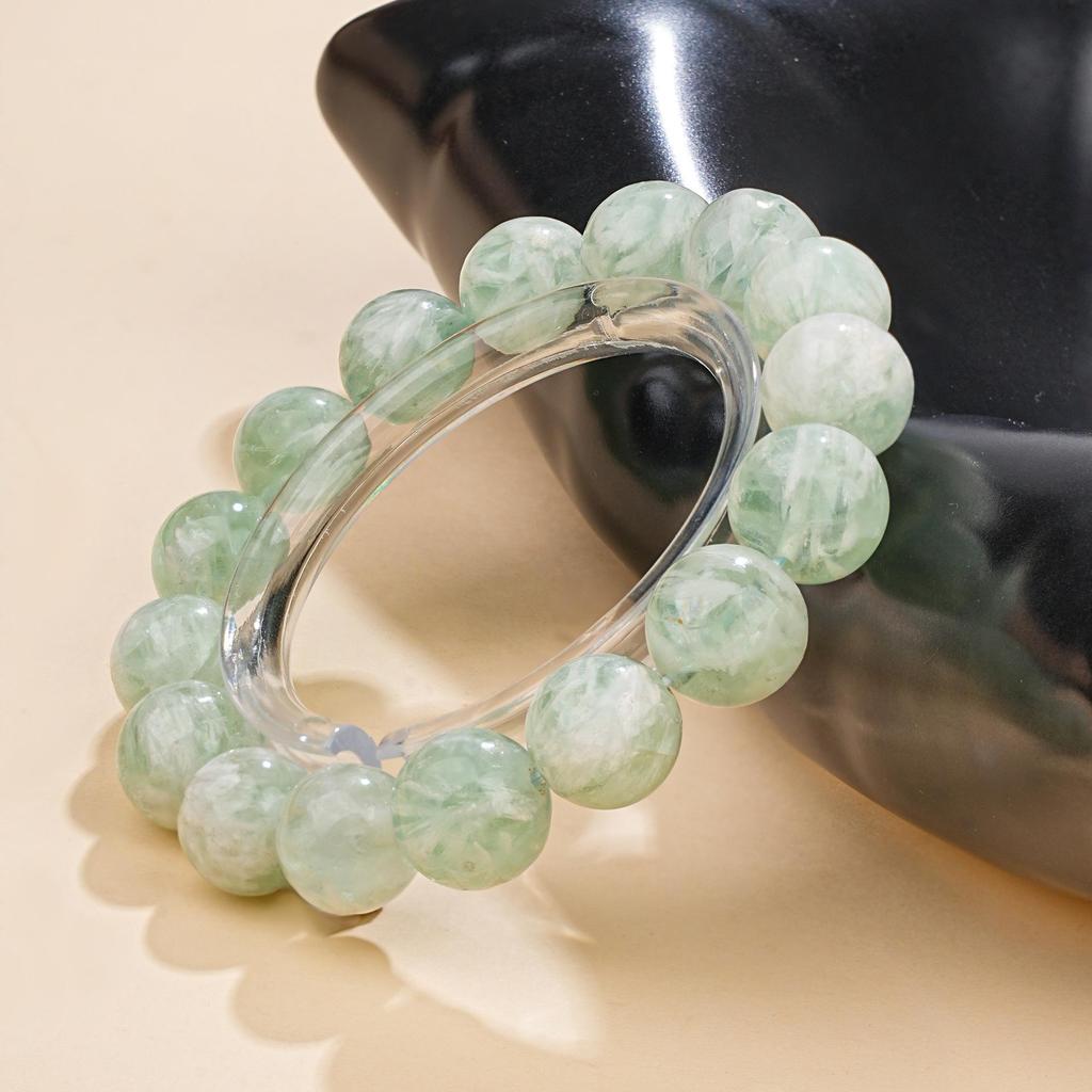 Mei Zhuo Natural Green Fluorite Snowflake Feather Crystal Bead Bracelet
