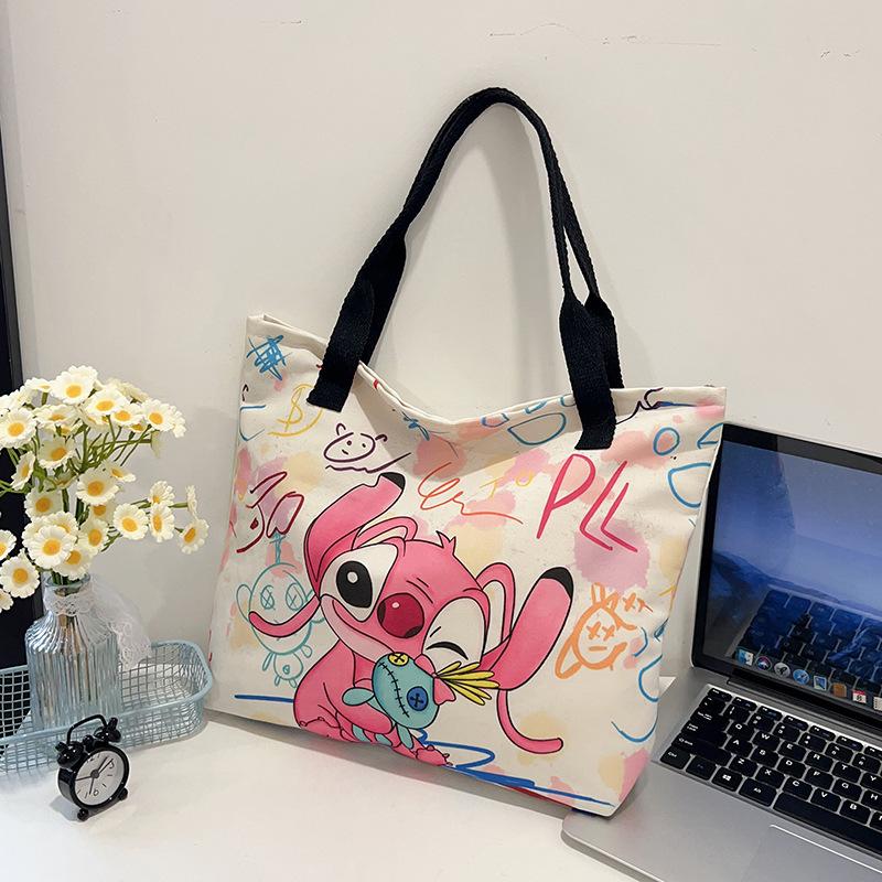 High-value canvas bag large-capacity cute cartoon interstellar baby student clothing book shoulder bag portable shopping bag female