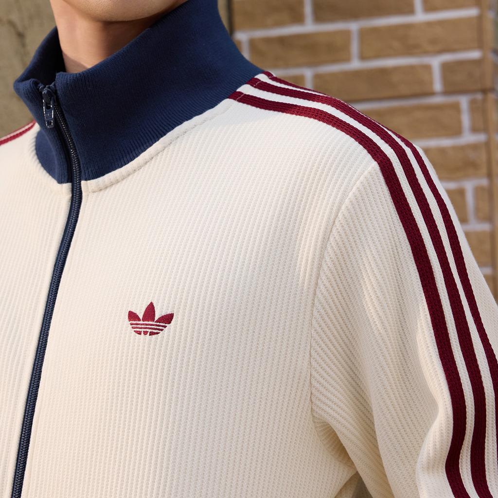 adidas Originals Stand Collar Zipper Striped Knit Jacket Men Jackets KY5769