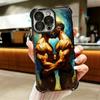 Muscle Man Gay Fitness Soft Phone Case For iPhone 15 16 17 Air 14 Pro Max 16E Plus 13 12 Mini Plating Anti-Fall Fundas