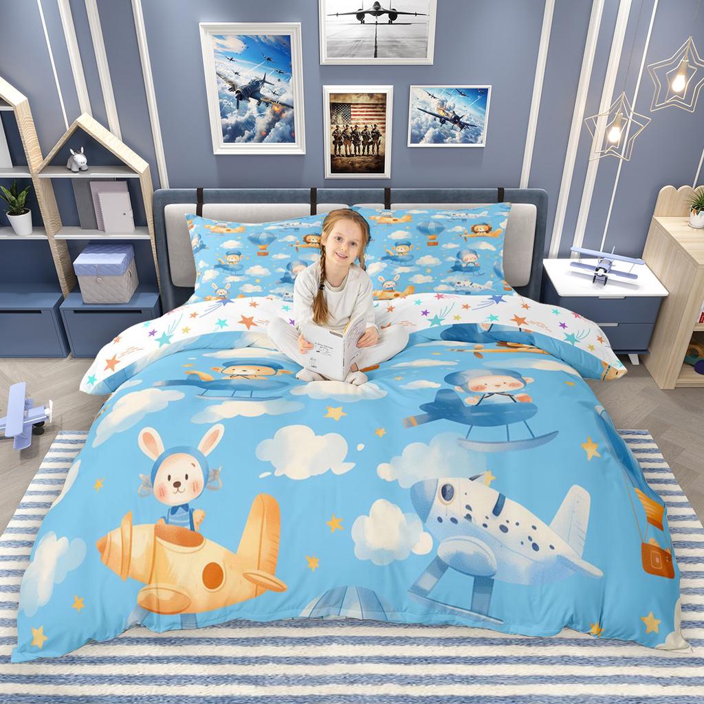 Comforter Homewish Cartoon Airplane For Children Transportation Theme Bedding Set Aircraft Plane Comforter Set