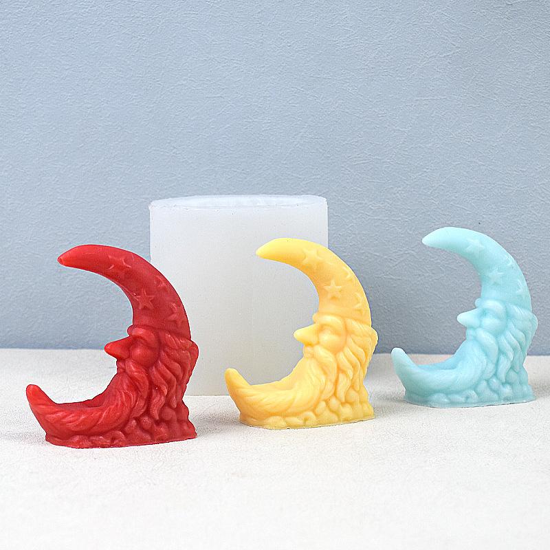 New Design White Eco-Friendly Moon Silicone Candle Mold DIY Aromatherapy Wax Melts Gift-Soap Molds Decorative Candle Holder Cake
