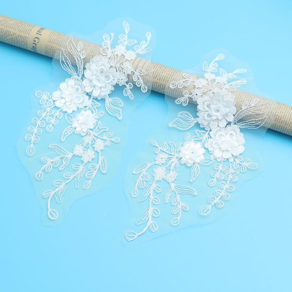 Clothing Accessories Handmade Accessories Embroidery Three-Dimensional White Car Bone Pair Flower Lace Flower Decoration Bridal Headdress