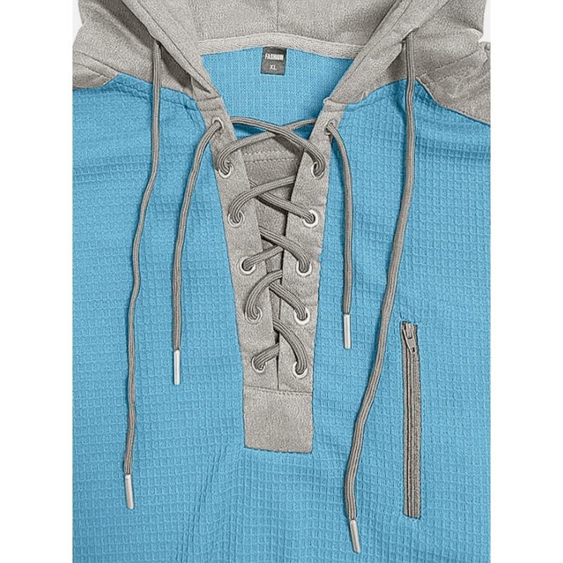 Men S Hooded Pullover Sweatshirt Color Block Casual Top