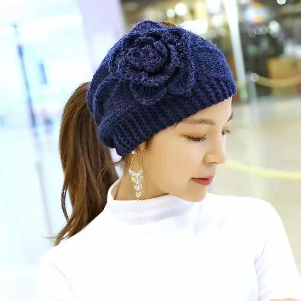 

Повязка на голову Женская модная универсальная широкая повязка для волос шляпа Осень и зима ручной работы вязаная шерстяная Защита ушей Теплые широкие края аксессуары для волос Головной убор