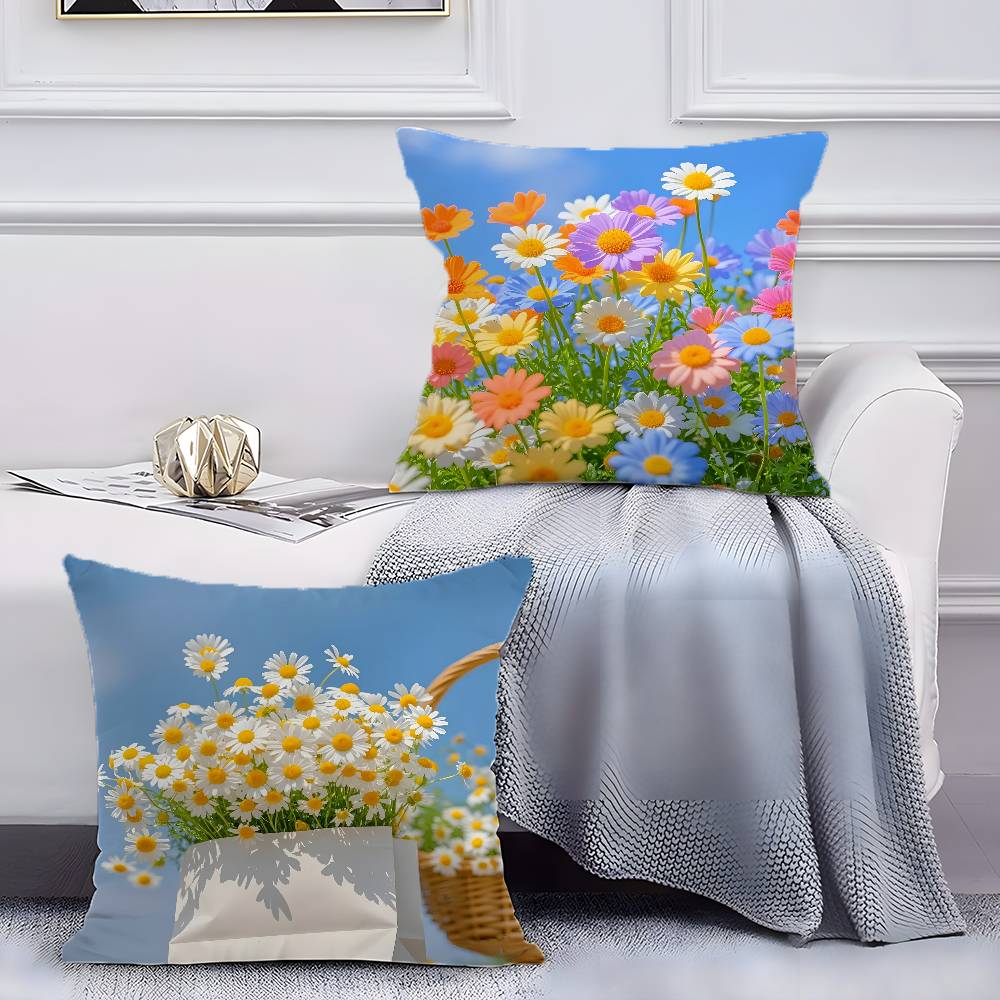 Symbole der Unschuld und Hoffnung Gänseblümchen Kissenbezug Milbenabweisender Kissenbezug Unsichtbarer Reißverschluss Seidig kurzer Plüsch Sofakissenbezug