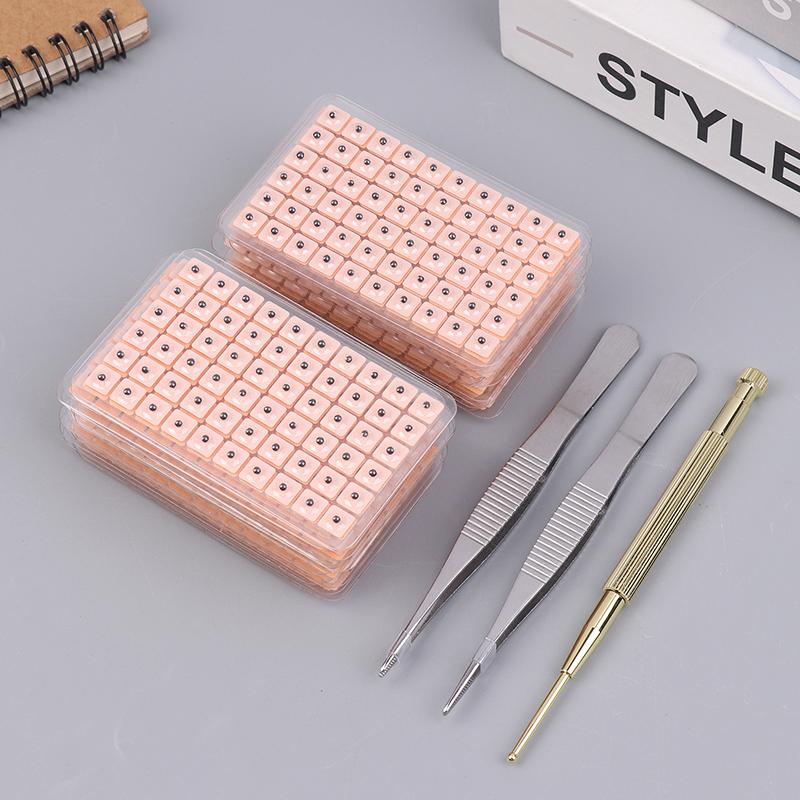 4 In 1 Set Multi-Condition Ear Seeds Acupuncture Auricular Sticker Kit 1200Pcs With Acupressure Chart Tweezer Auricular Probe