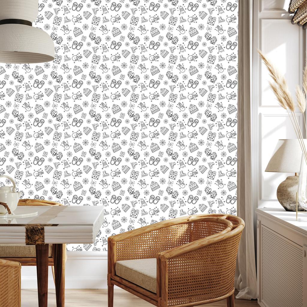 Christmas Wallpaper Light Gray and White for Living Room and Bedroom 50x1000