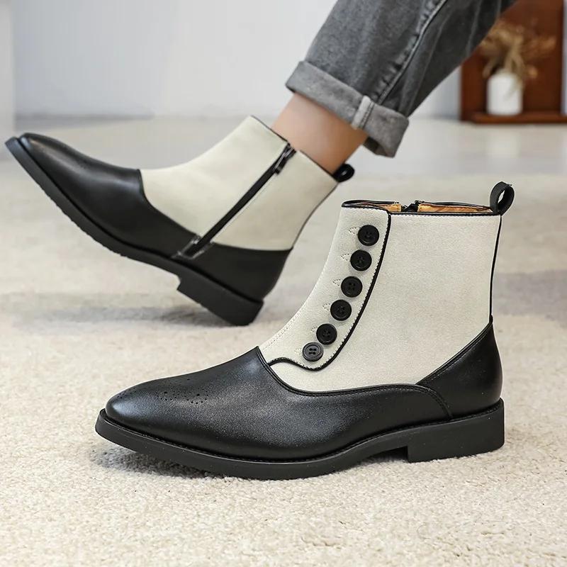High Tops New Winter Fashion Mixed Colors Patchwork Ankle Boots Men's Casual Shoes Luxury Brand Designer Shoes Boots for Men