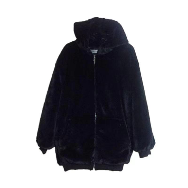

Новое пальто из искусственного меха ягненка средней длины с капюшоном, утолщенное, из искусственного меха норки, женское зимнее XXL