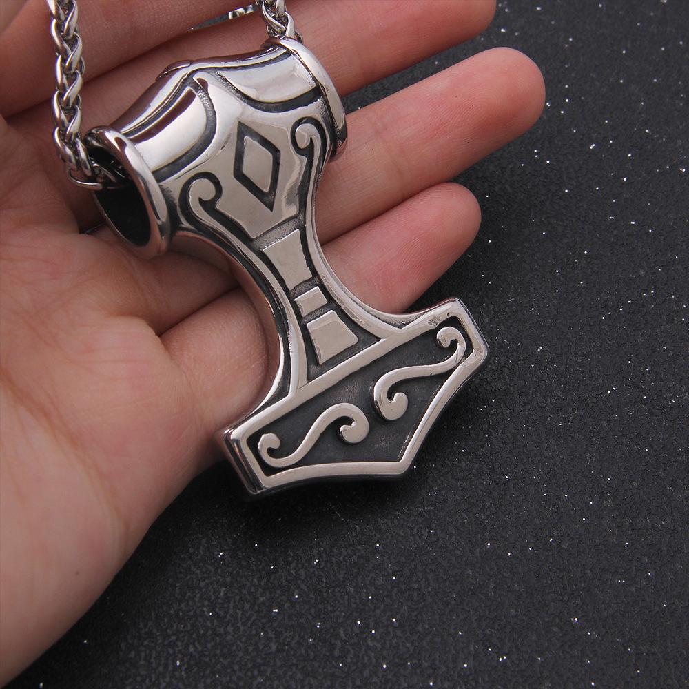 Collier marteau de Thor en acier inoxydable 316L – Pendentif viking nordique avec motif trinité celtique pour bijoux talisman magique pour homme