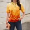 Women's Casual Floral Print V-Neck Short Sleeve Decorative Button T-Shirt Top