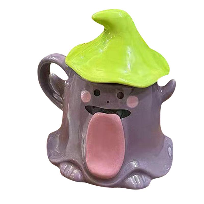 

Забавная керамическая кружка с крышкой, тренд Хэллоуина, персонализированная чашка для питья кофе, подарок на день рождения для пар, для мужчин и женщин 300ML фиолетовый