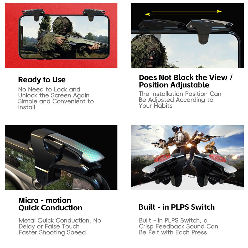 1Pair Mobile Game Triggers Stimulus Battlefield Gen 2/3 Controller Metal Shooting Buttons for Phone Gaming