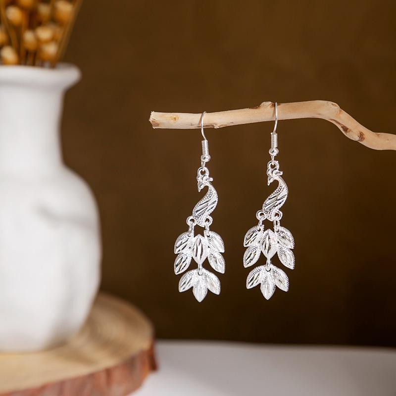 Miao Silver Tassel Dangle Earrings: Ethnic-Style Studs for Women