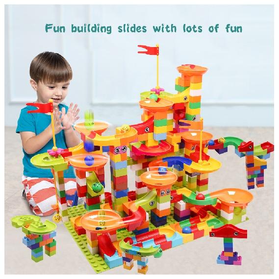 77-308 bucăți, bloc de alergare de marmură, blocuri de construcție de dimensiuni mari, pâlnie din plastic, asamblare bricolaj, cărămizi, puzzle educațional