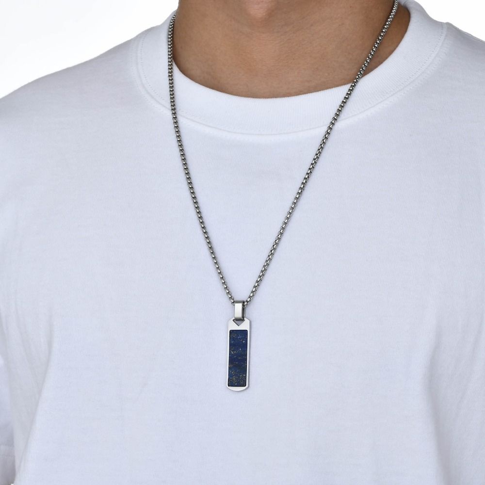 Casual Pendant Necklace Minimalist Stainless Steel Necklace Fashion Tiger Eye Stone Necklace Men