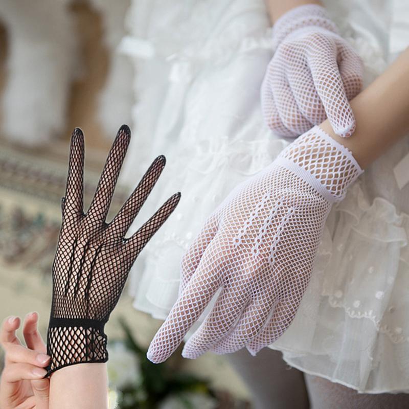 1 Pair  Sale Fishnet Mesh Glove  Women Lady Girl Glove Protection Lace Elegant Lady Style Gloves Black And White