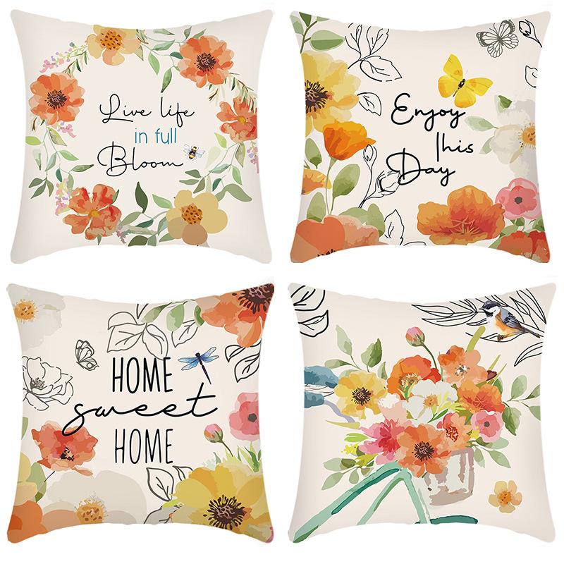 New Green Plants, Flowers and Plants Printed Letters Printed Pillowcases, Home Sofa Cushion Covers
