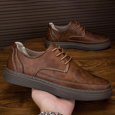 Fashion Fashion Thick Sole Genuine Leather Shoes Men Classic Casual  Business Dress Shoes Handmade Designer Flats Lace-Up Walking Shoes