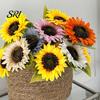 Realistic Sunflower Petals Artificial Flowers Bouquet for Home Decoration UV-Resistant Living Room Flower Decor Fade-Free Adjustable Stem Bedroom