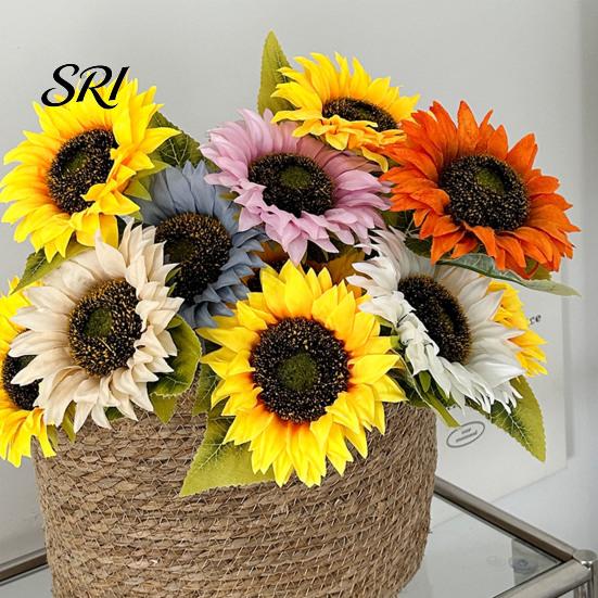 Realistic Sunflower Petals Artificial Flowers Bouquet for Home Decoration UV-Resistant Living Room Flower Decor Fade-Free Adjustable Stem Bedroom