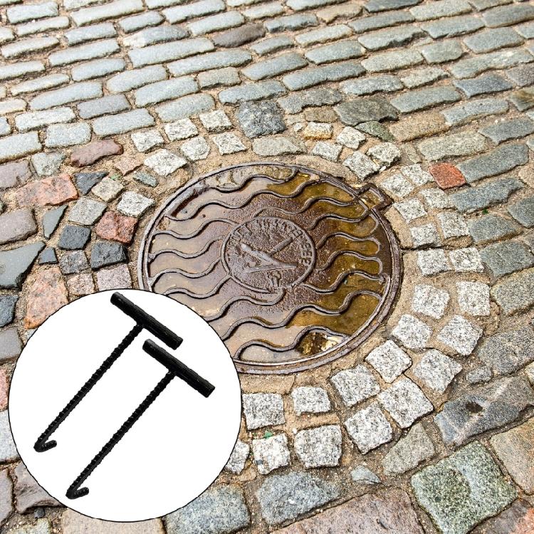 Multipurpose 10mm Utility Hook for Manhole Cover Lifting, Manhole Hook for Roadside Repairs Tool Heavy Duty Handle