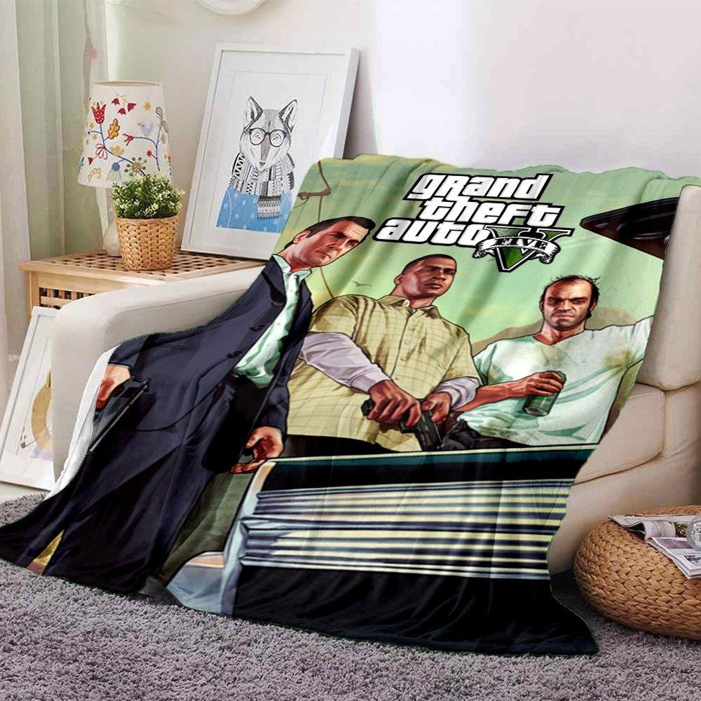 1pc Grand Theft Auto Soft Flannel Blanket with Designer Print A cozy blanket for all seasons, perfect for the couch, bed, office