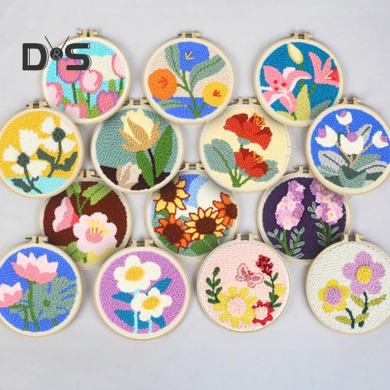 Punch Stitch Kit Healing Weave Punch Stitching Kit für Erwachsene und Kinder, DIY Punch Needle Stickset mit Werkzeug, Garne, Hoop für Anfänger