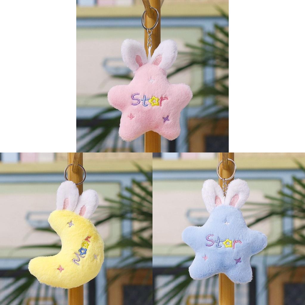 Plush Star Moon Bunny Keychain With Pp Cotton Filling For Kids And Adults