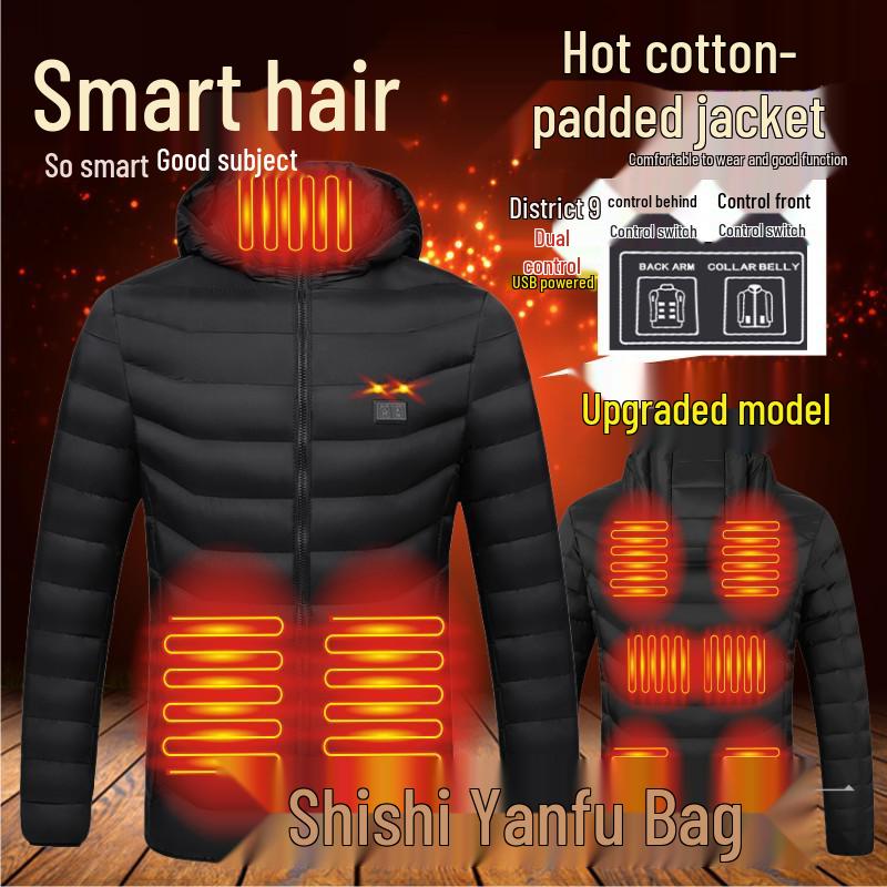 Dual-Control Hooded Heated Jacket with Three-Speed Intelligent Temperature Heating