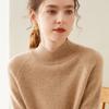 Women's 100% Pure Cashmere Soft Knit Sweater, Half-High Neck, Loose, Skin-Friendly, Slimming Base Layer