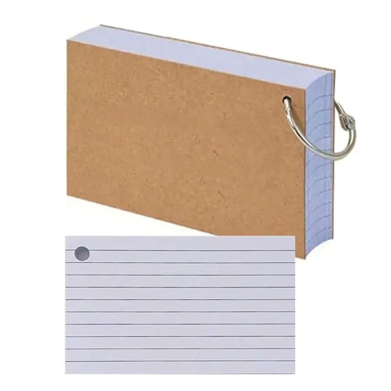 

50Pages Loose-Leaf Horizontal Line Index Cards Binder-Compatible Flash Revision Cards Study Office Note Pads For School & Work білий
