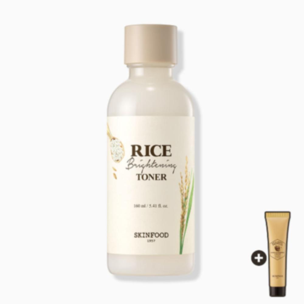 Skinfood Rice Brightening Smooth Texture Toner 160ml [Includes 15ml Barrier Cream]