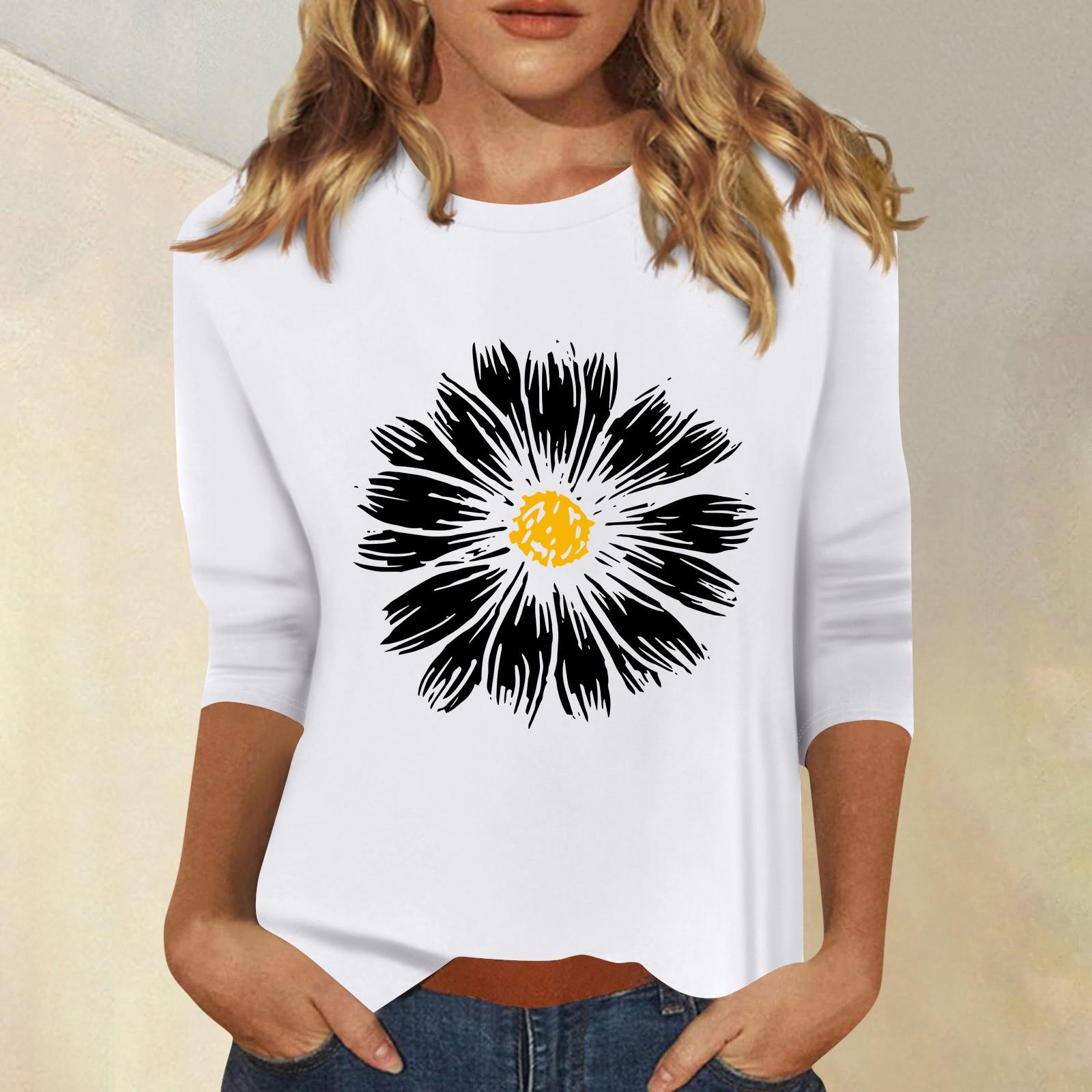 

Жіночий модний повсякденний топ із сімома рукавами та круглим вирізом XL білий