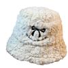 Fisherman Hat Women's Winter New Plush Thickened Warm Bucket Hat White Bow Furry Basin Hat Trendy