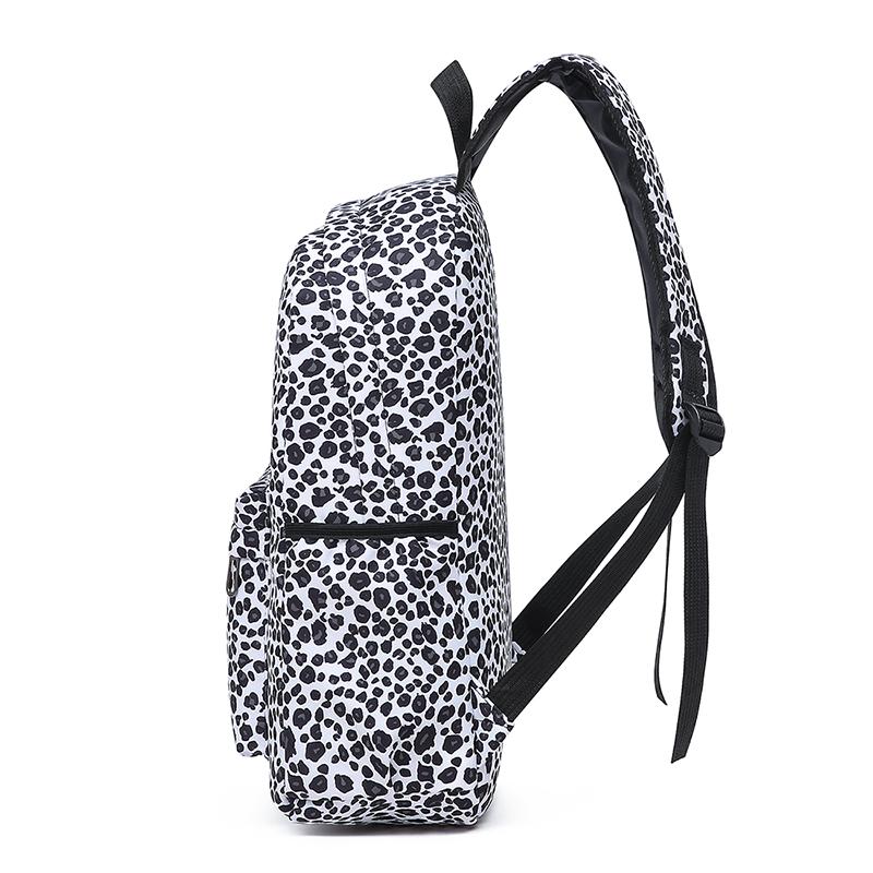 Tredelt ryggsekksett Stor kapasitet Dame Leopardmønstret ryggsekk Student Skolesekk