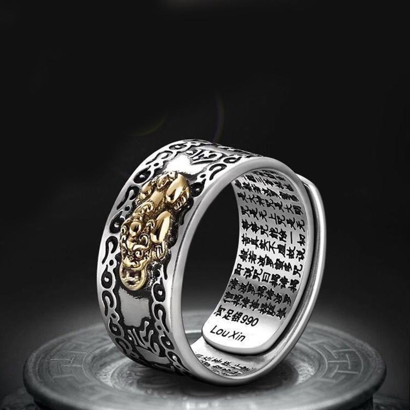 Feng Shui Mani for protective Wealth Ring charm Ring Amulet Wealth Lucky Open Adjustable Ring Buddhist Jew