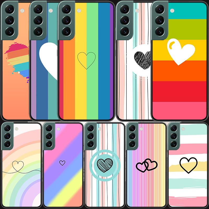 Rainbow Gradient Love Phone Case For Samsung Galaxy S22 S25 Ultra S21 S10 Plus S26 Edge S20 S23 S24 FE Cover Silicone Soft T