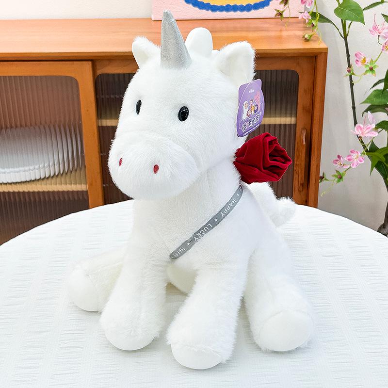 Cross-border Rose Unicorn Plush Toy - Cute Simulation Doll Gift for Girls