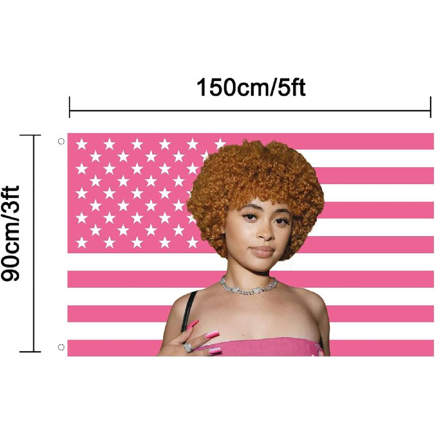 WENWELL Ice Rapper Spicy flag 3x5 Ft Outdoor Indoor,pink Icespice Poster n flag tapestry for Bedroom Living room dorm wall with Brass Grommets Vivid